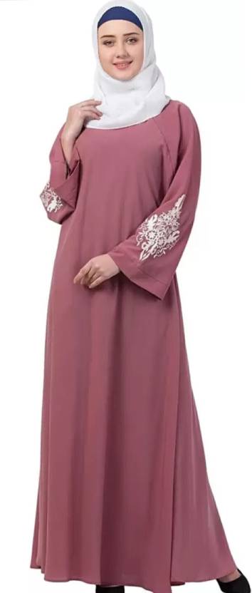 Crepe Solid Burqa With Hijab