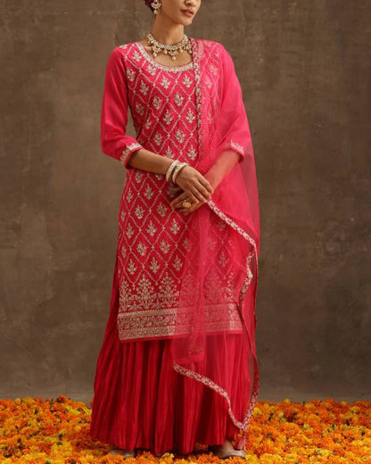 Women Silk Blend Kurta Sharara Set-KYAMSTORE