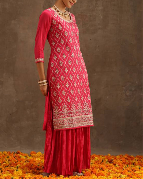 Women Silk Blend Kurta Sharara Set-KYAMSTORE