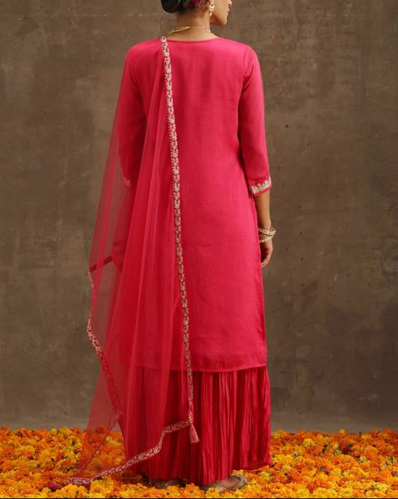 Women Silk Blend Kurta Sharara Set-KYAMSTORE
