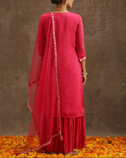 Women Silk Blend Kurta Sharara Set-KYAMSTORE