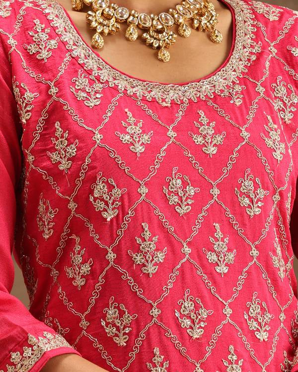 Women Silk Blend Kurta Sharara Set-KYAMSTORE