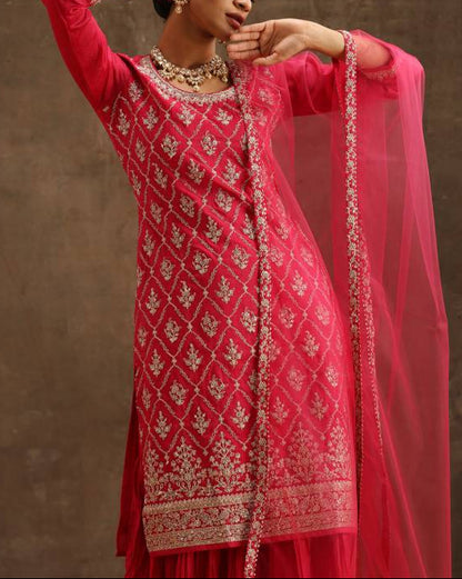Women Silk Blend Kurta Sharara Set-KYAMSTORE