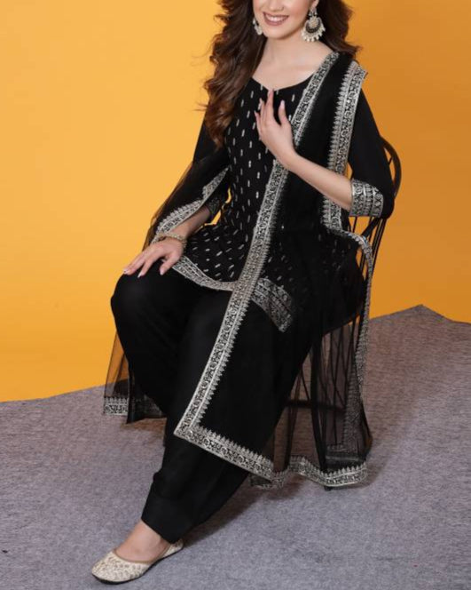 Women Viscose Rayon Kurta Patiala Set-KYAMSTORE