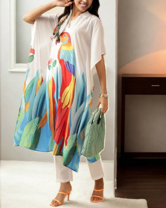 Women Cotton Blend Kaftan Pant Set-KYAMSTORE