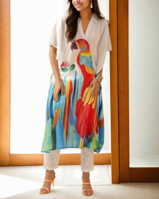 Women Cotton Blend Kaftan Pant Set-KYAMSTORE