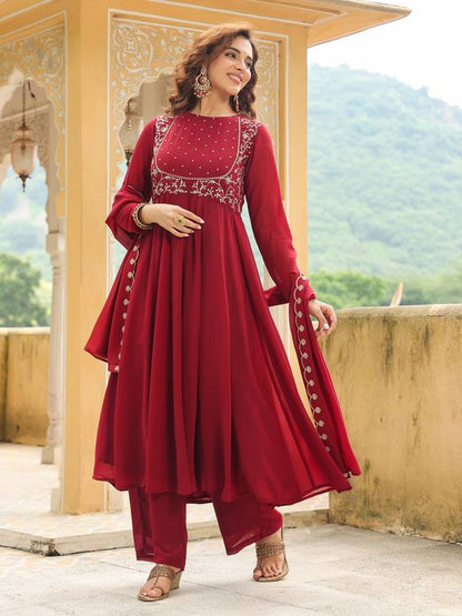 Women Georgette Kurta Palazzo Dupatta Set | Delivery: 10 to 12 business days | Limited stocks available