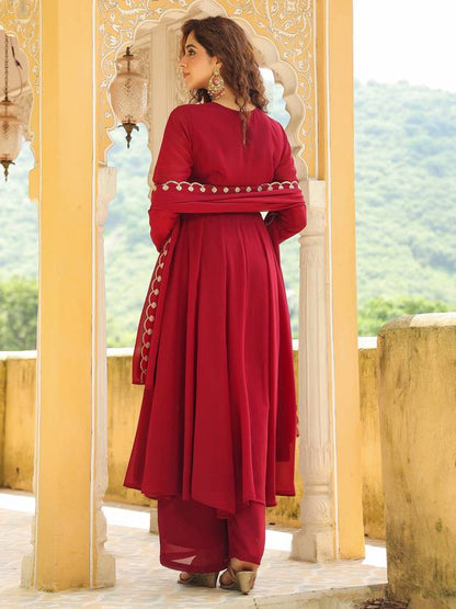 Women Georgette Kurta Palazzo Dupatta Set | Delivery: 10 to 12 business days | Limited stocks available