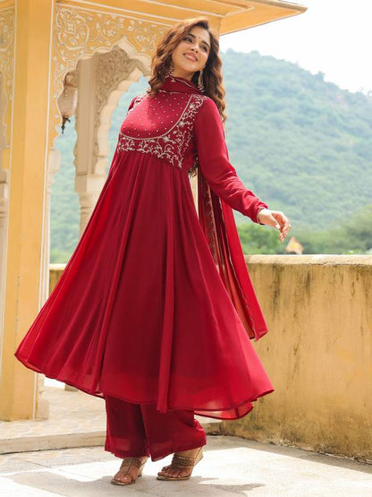 Women Georgette Kurta Palazzo Dupatta Set | Delivery: 10 to 12 business days | Limited stocks available