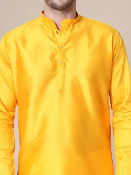 Men Solid Cotton Silk Straight Kurta (Color Variants)-KYAMSTORE