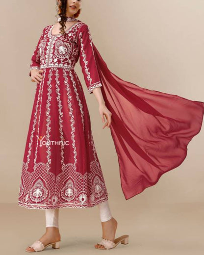 Women Georgette Kurta Dupatta Set-KYAMSTORE