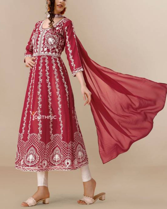 Women Georgette Kurta Dupatta Set-KYAMSTORE