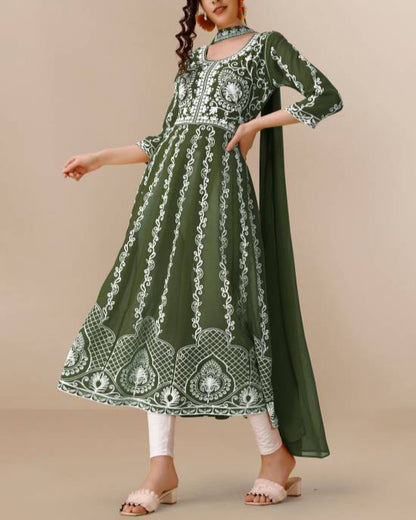 Women Georgette Kurta Dupatta Set-KYAMSTORE