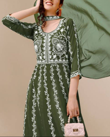 Women Georgette Kurta Dupatta Set-KYAMSTORE