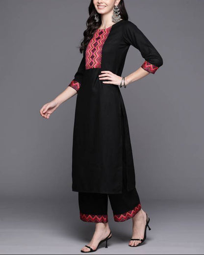 Women Cotton Blend Kurta Palazzo Dupatta Set-KYAMSTORE
