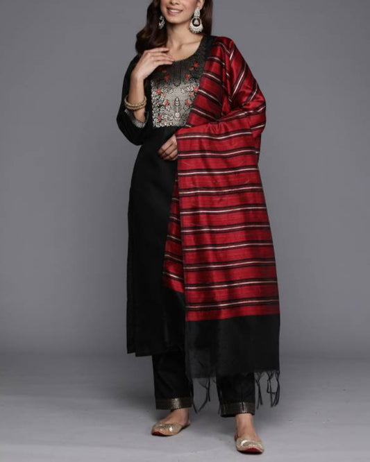 Women Pure Cotton Kurta Pant Dupatta Set-KYAMSTORE