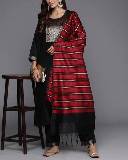 Women Pure Cotton Kurta Pant Dupatta Set-KYAMSTORE