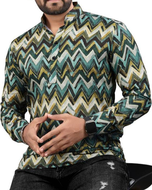 Men Printed Viscose Rayon Straight Kurta-KYAMSTORE