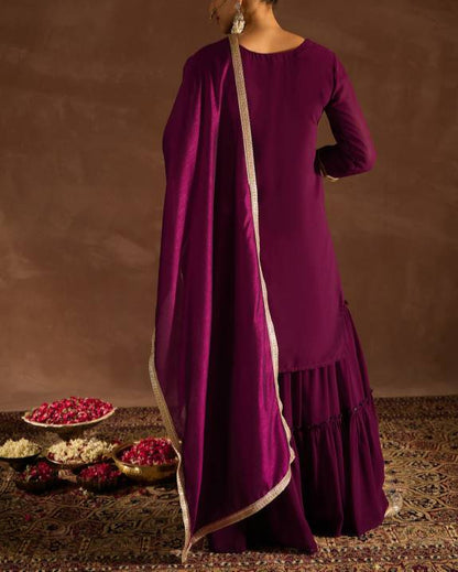 Women Georgette Kurta Sharara Dupatta Set-KYAMSTORE