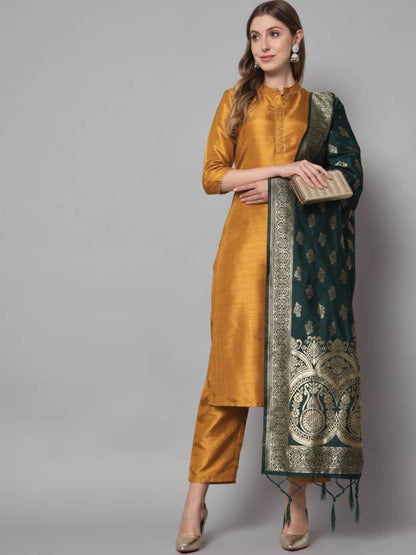 Women Cotton Silk Kurta Pant Dupatta Set