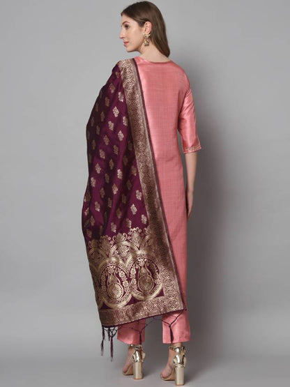 Women Cotton Silk Kurta Pant Dupatta Set