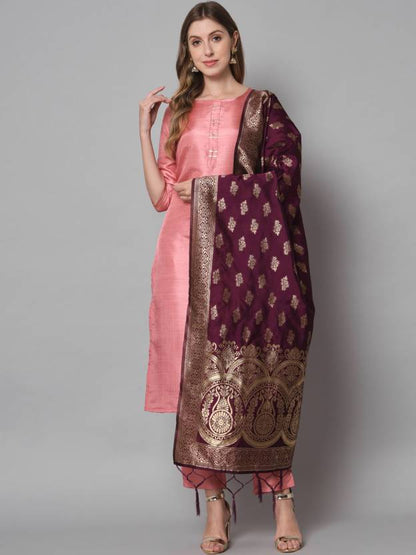 Women Cotton Silk Kurta Pant Dupatta Set