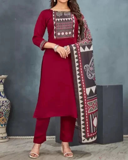 Ajrakh printed kurta Pant Dupatta Suit Printed Kurta-KYAMSTORE
